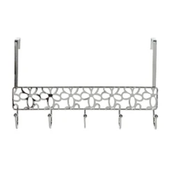 Items Kapstok - Deurhanger - Zilver - Bloemen Patroon - 32 Cm