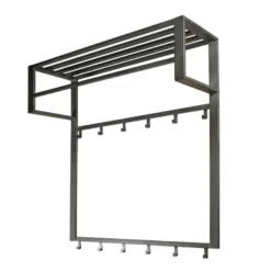 Industriële Kapstok Milano Metaal 2x6 Haken - 30x80x89 Cm - Metaal - Grijs