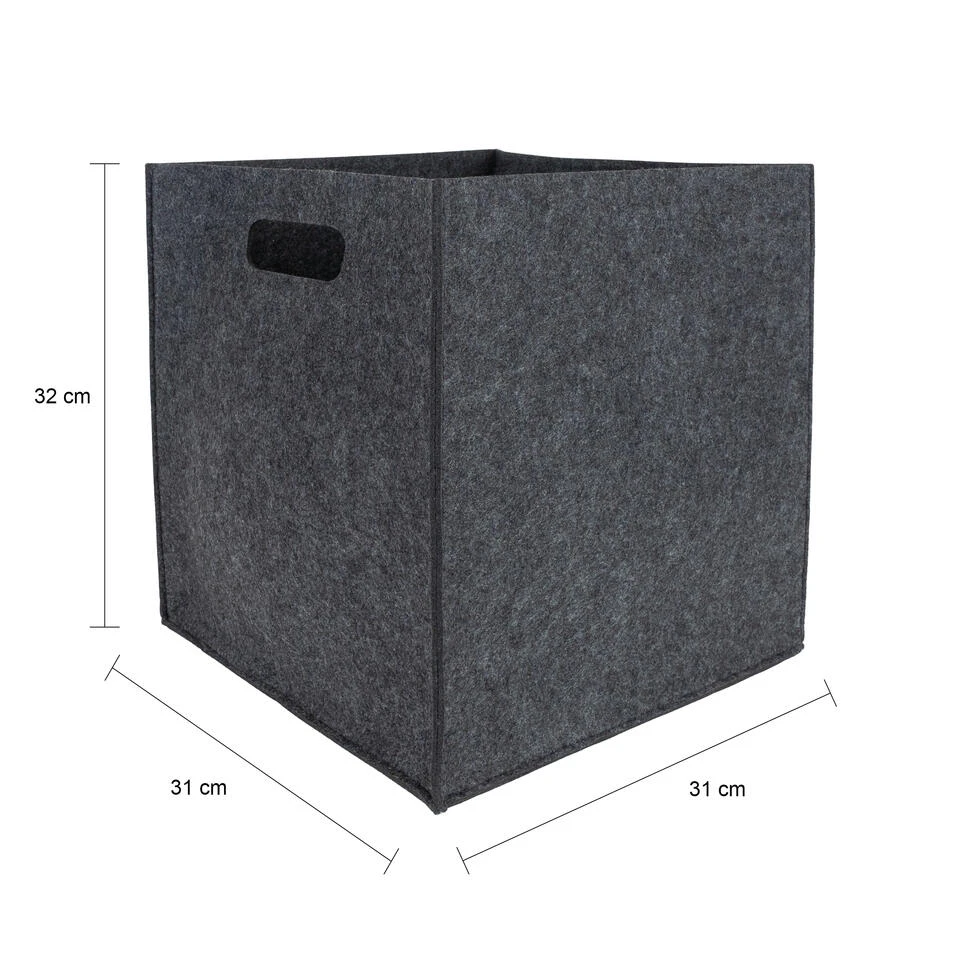 QUVIO Opbergbak Vilt Vierkant - Set Van 4 - Grijs 3 QUVIO Opbergbak Vilt Vierkant - Set Van 4 - Grijs - Afbeelding 3