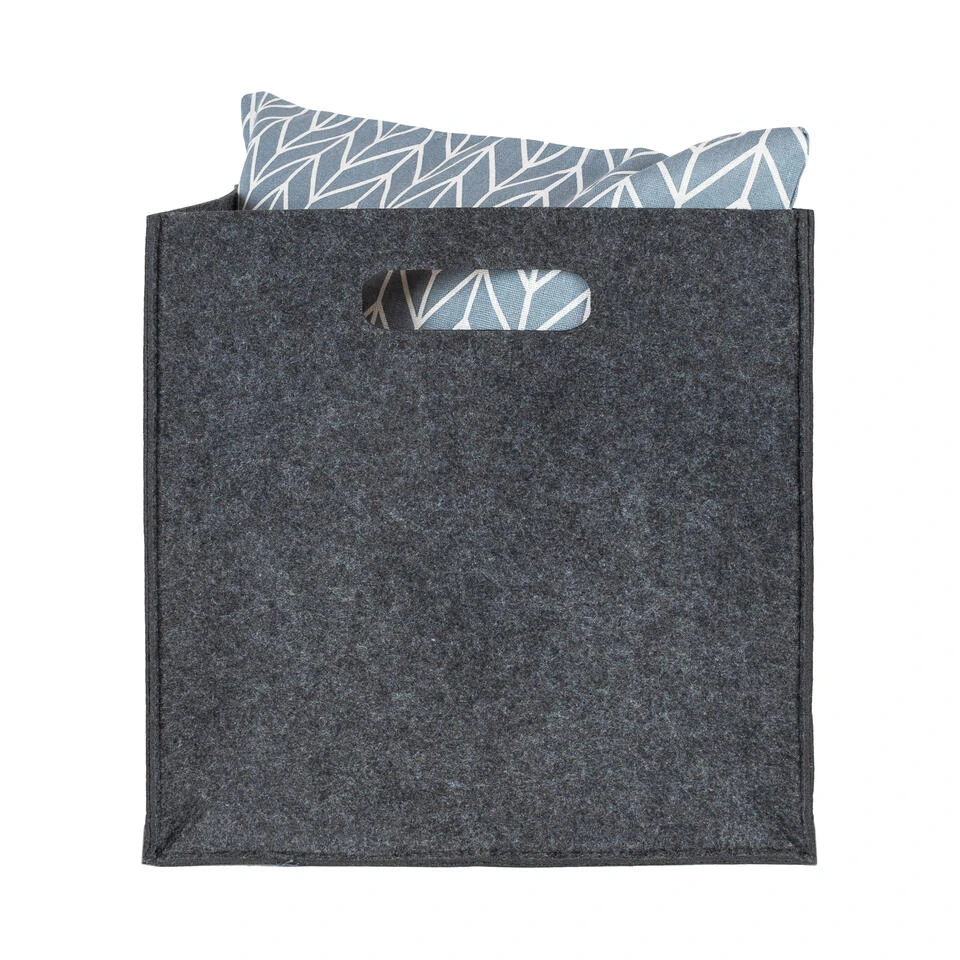 QUVIO Opbergbak Vilt Vierkant - Set Van 4 - Grijs 4 QUVIO Opbergbak Vilt Vierkant - Set Van 4 - Grijs - Afbeelding 4
