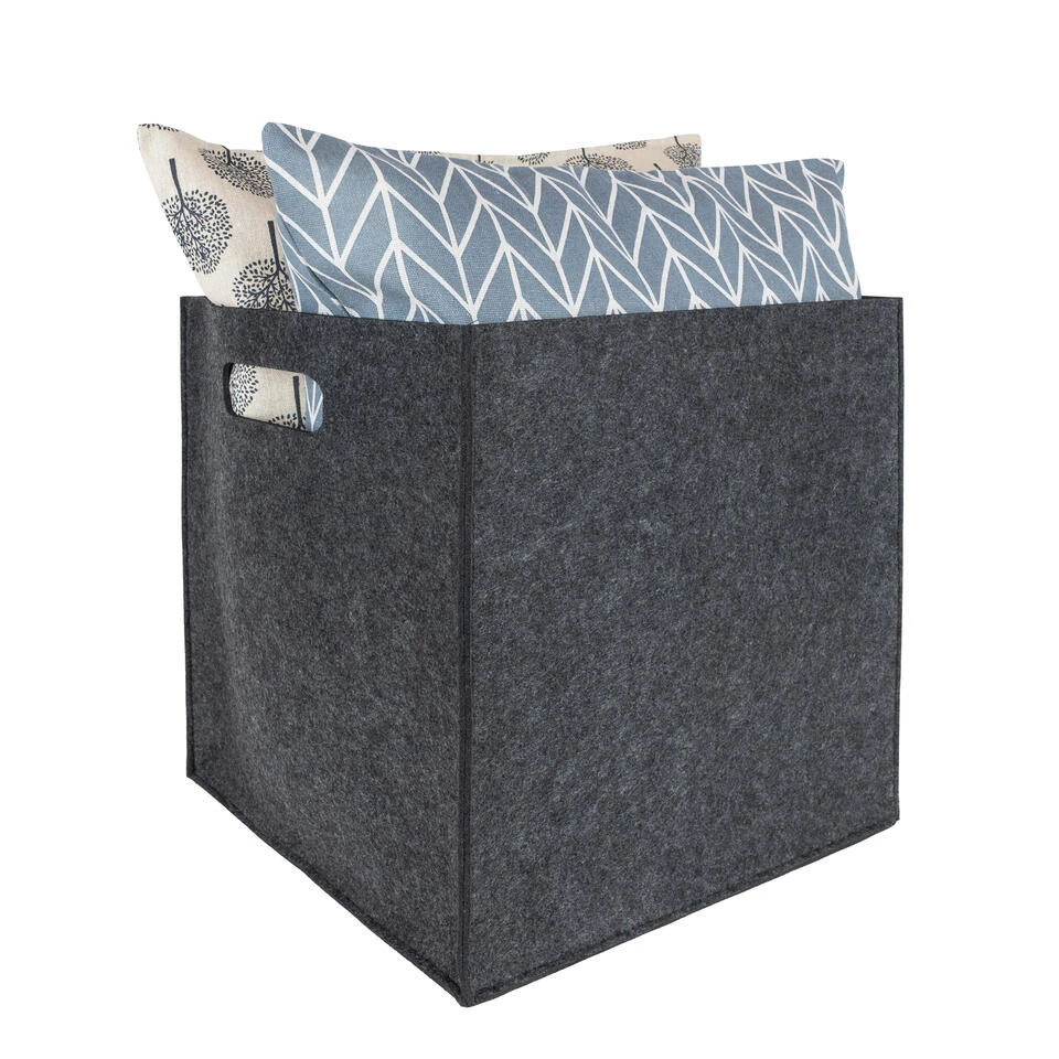 QUVIO Opbergbak Vilt Vierkant - Set Van 4 - Grijs 1 QUVIO Opbergbak Vilt Vierkant - Set Van 4 - Grijs