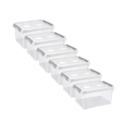 Curver Handy+ Opbergbox - 15L - 6 Stuks - Transparant Met Deksel