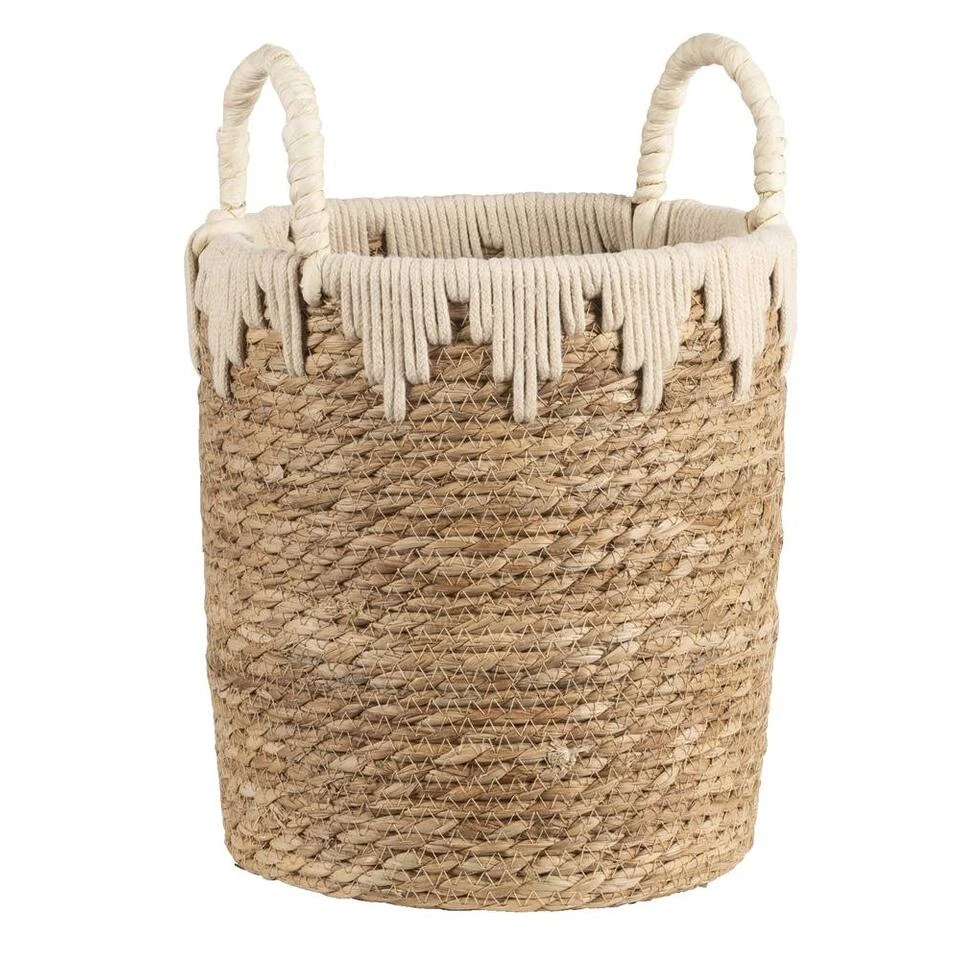 Mand Lotus L - Off-white - Zeegras/katoen - 35xø30 Cm 1 Mand Lotus L - Off-white - Zeegras/katoen - 35xø30 Cm