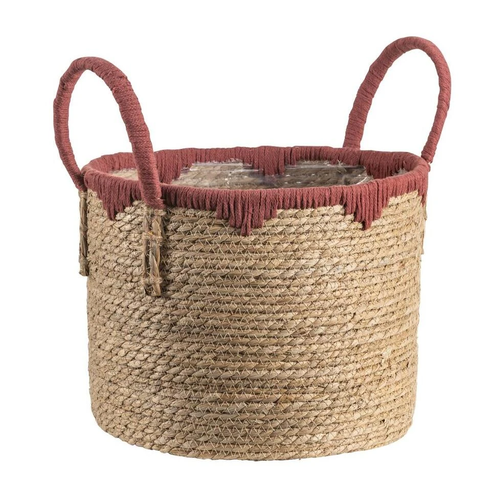 Mand Dille M - Naturel/rood - Zeegras - 42xø34 Cm 1 Mand Dille M - Naturel/rood - Zeegras - 42xø34 Cm