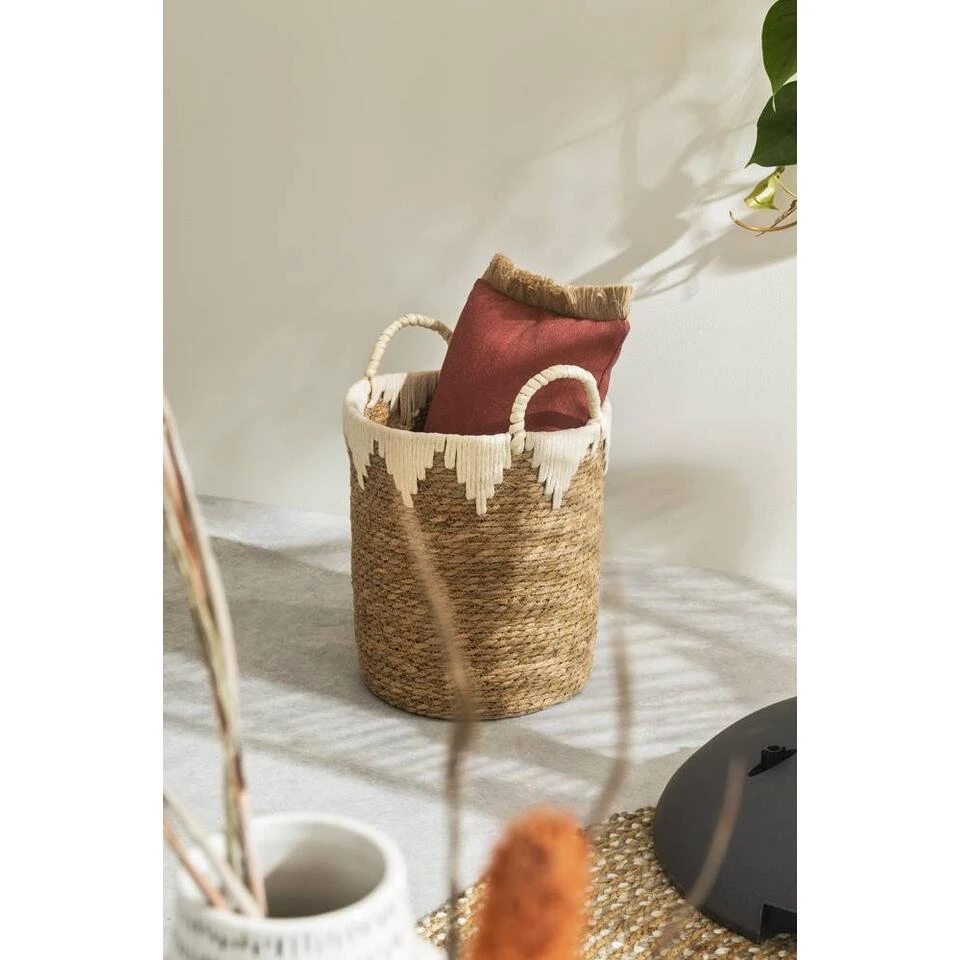 Mand Lotus L - Off-white - Zeegras/katoen - 35xø30 Cm 2 Mand Lotus L - Off-white - Zeegras/katoen - 35xø30 Cm - Afbeelding 2